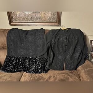 Vintage Ann Gerlin 2-piece Embroidered Skirt Suit Set